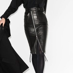Balenciaga Belted Leather Pencil Skirt